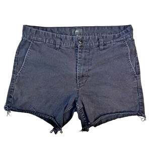 Obey Altered Black Denim Shorts 32" Ragged EUC